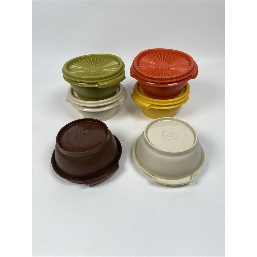 Vintage Tupperware Seal n Serve Bowls & Servalier Lids Harvest Colors 1323 10 Pc